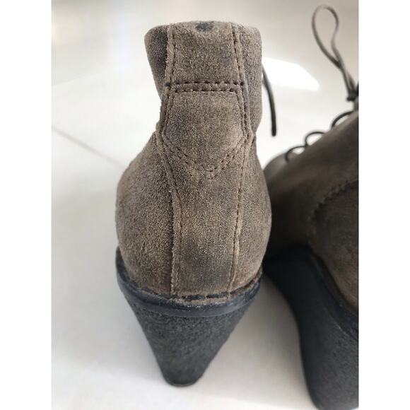 Rag & Bone Odval Suede Lace Up Platform Wedge Booties Olive - Picture 11 of 12